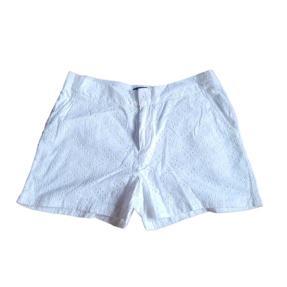 Cynthia Crowley Womens Lace Cotton Crochet Shorts White Size 8